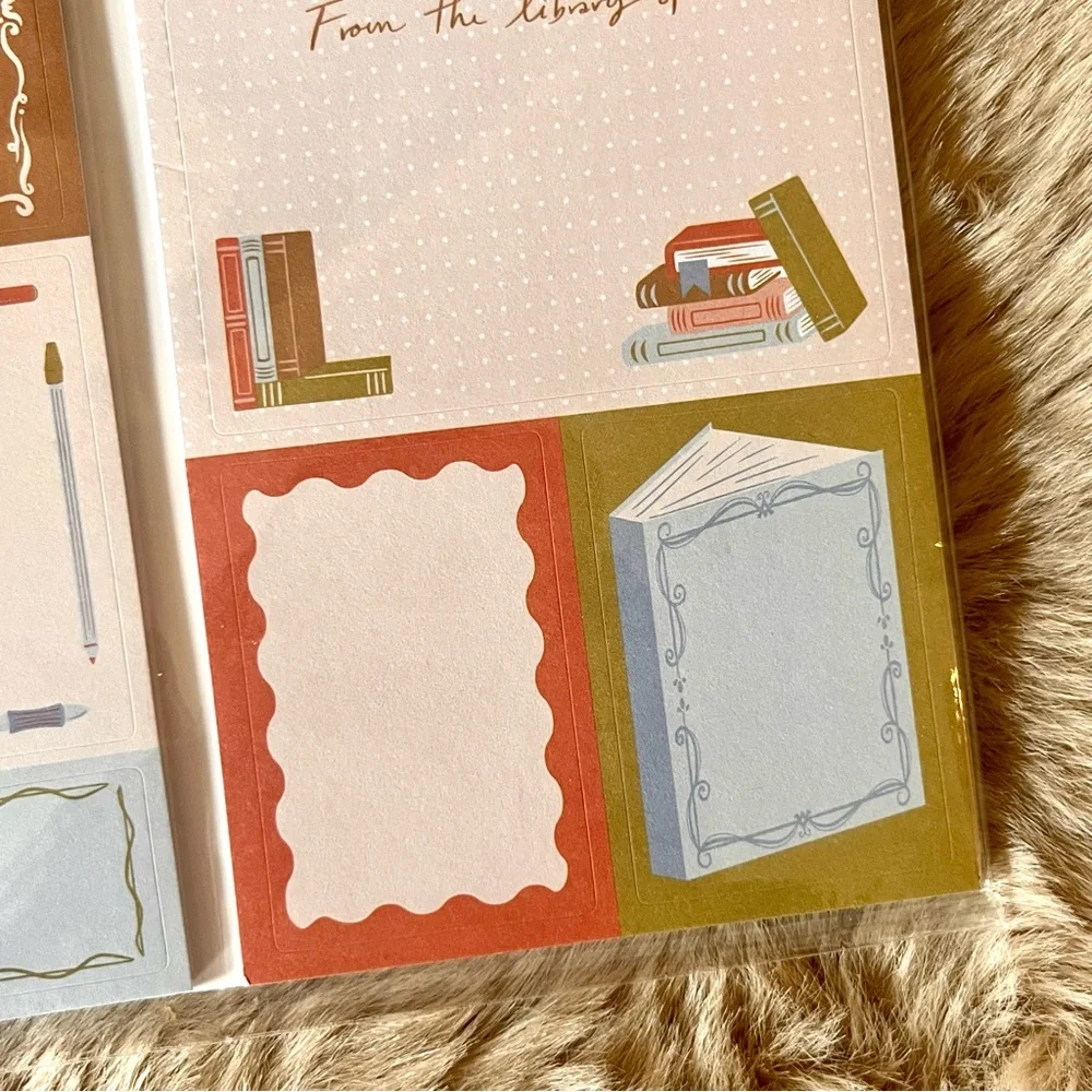 (labels) 🏷️🎉🆕 customizable library theme book lovers sticky note book set